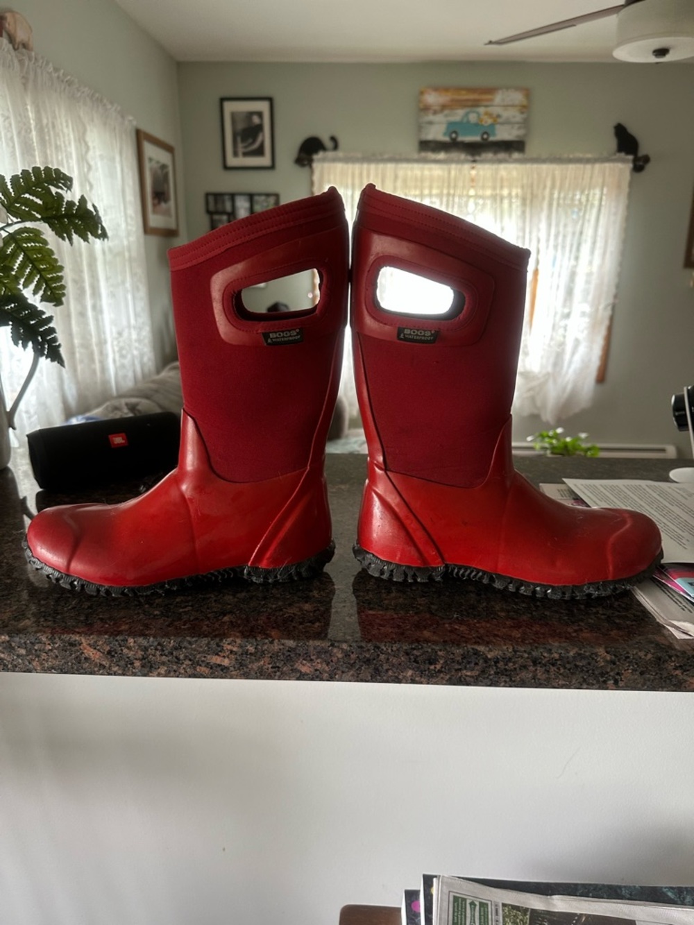 Bogs Red Waterproof Pull-On Handle Rain Boots